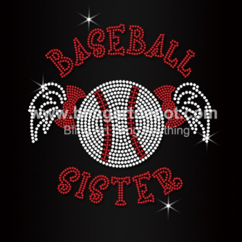 Rhinestone Baseball Sister Iron On Transfers Rhinestone Baseball Sister Iron On Transfers